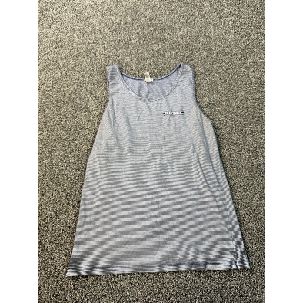 Vintage Y2K Diesel Tank Top Women's Size Medium Blue Striped